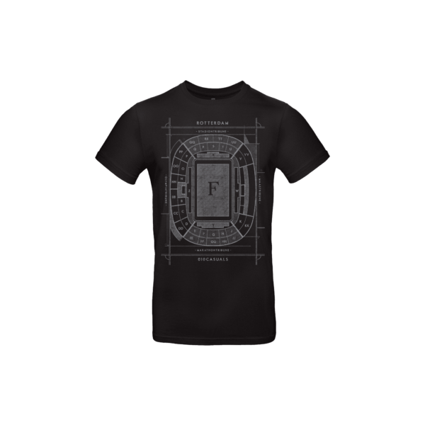 010 Casuals T-shirt - De Kuip Blueprint (zwart)